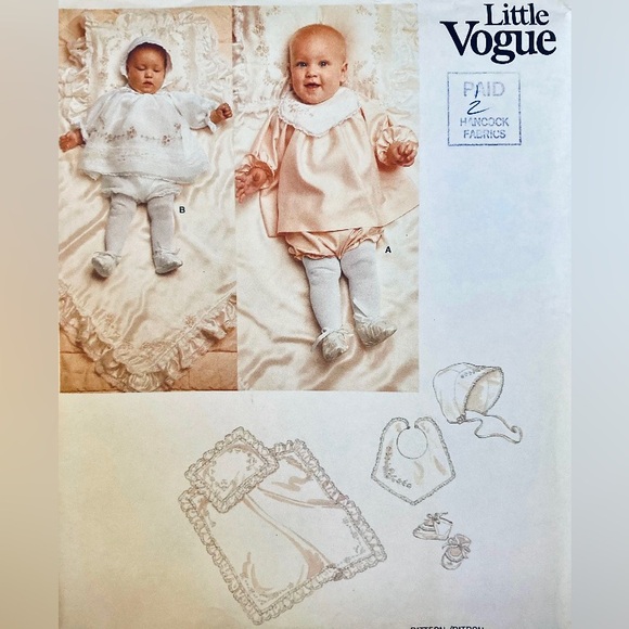 UNCUT Vintage 1980s Little Vogue Sewing Pattern Baby Clothes - Picture 3 of 4